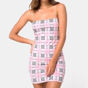 Motel Rocks Pink Plaid Mini Dress